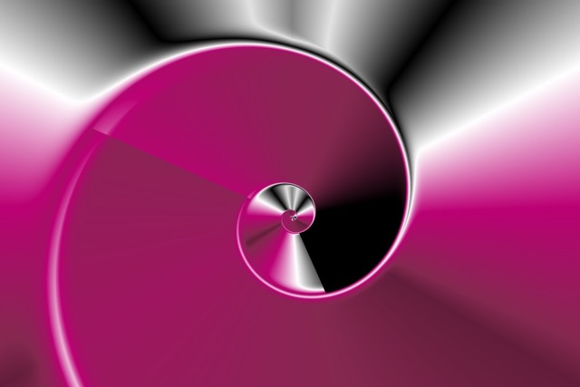 An elegant spiral in wine and gray.