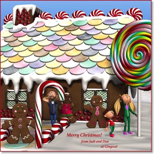 A Christmas gingerbread house.