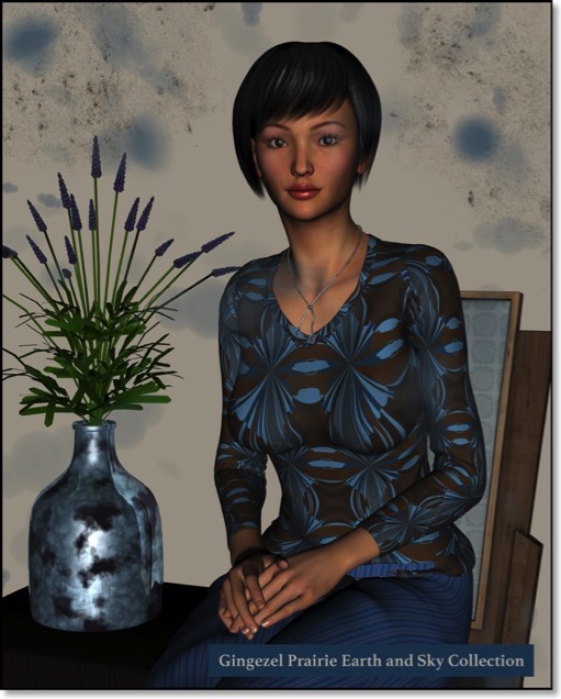 Blue and brown blouse fashion art.