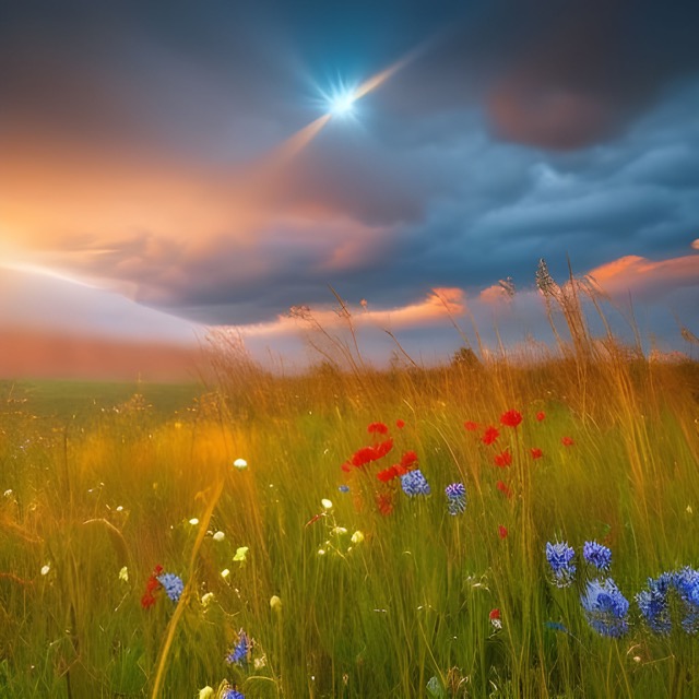 A prairie meadow imagined with AI