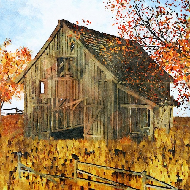 An old barn in autumn.