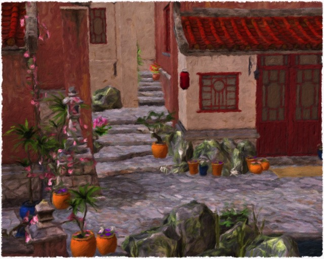A scene from an imagined oriental town.