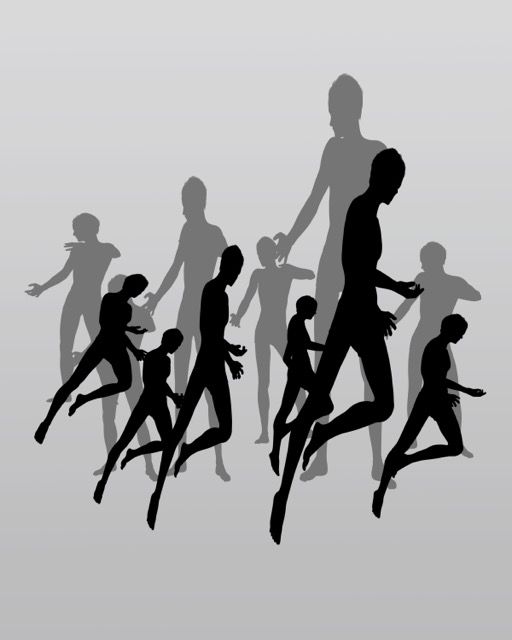 Silhouettes of some men.